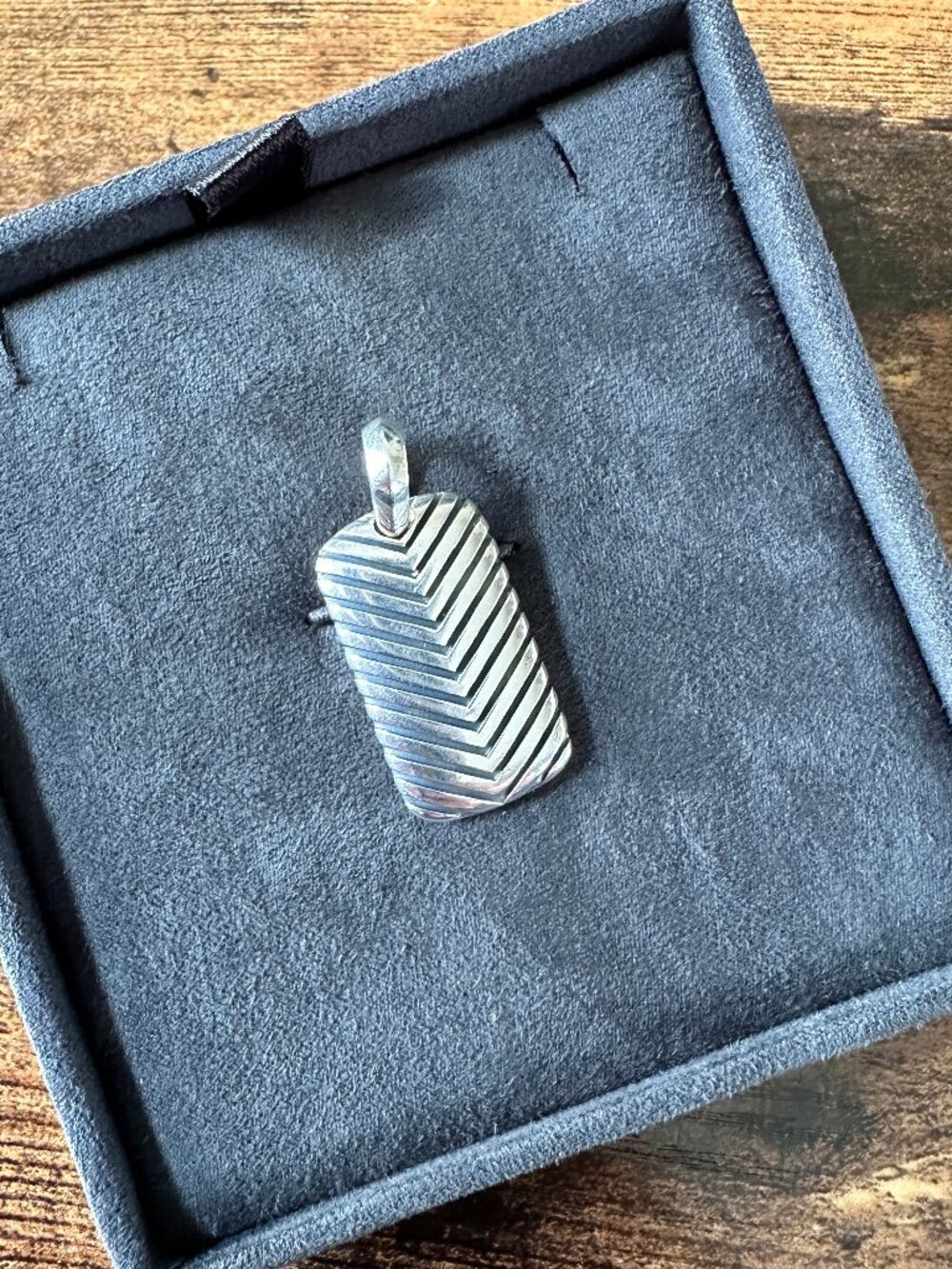 David Yurman Chevron Dog Tag Pendant in Sterling Silver - 27mm